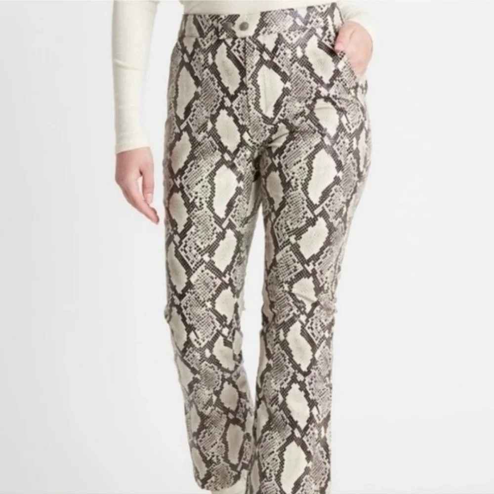 Choosy Snake Skin Faux Leather Pants Cropped Cropped Flare Mid Rise NWT Size 2 - Picture 5 of 16